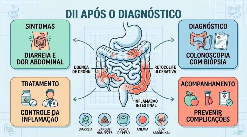 Crohn e retocolite exigem diagnóstico, controle da inflamação e acompanhamento individualizado.
