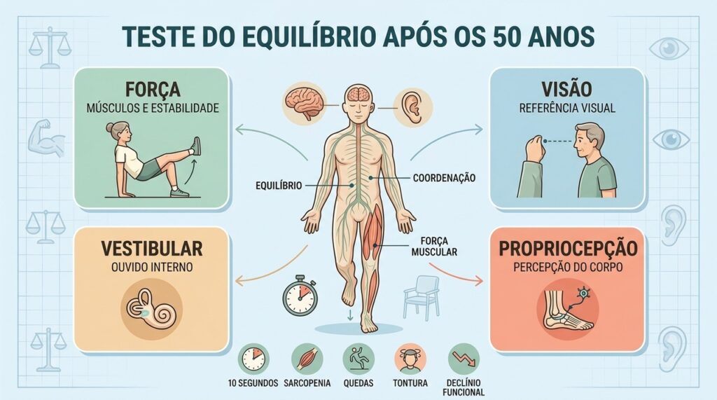 Quatro sistemas trabalham juntos para manter equilíbrio, estabilidade e segurança durante o teste.