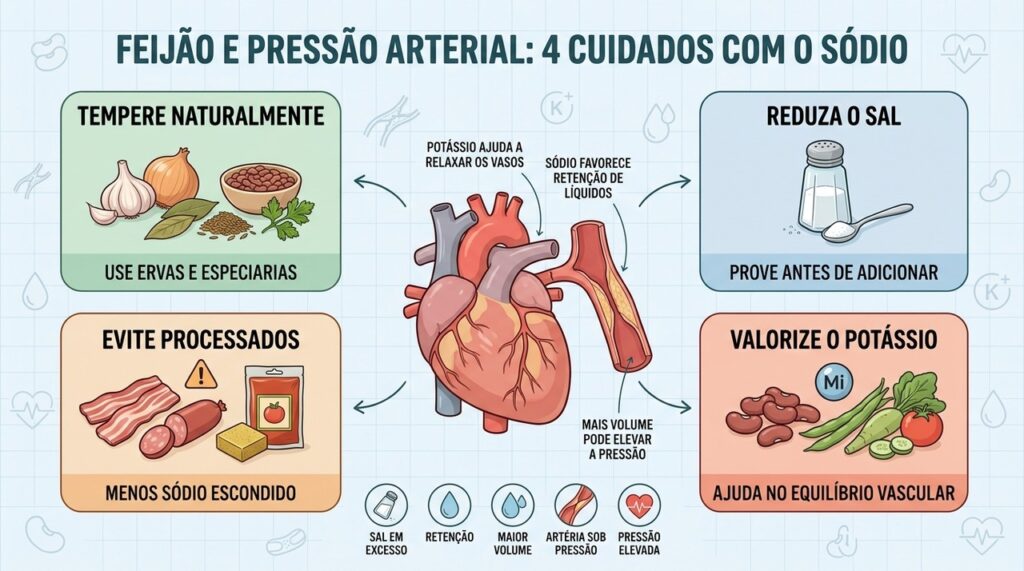 Quatro cuidados preservam o benefício do feijão no controle da pressão arterial.