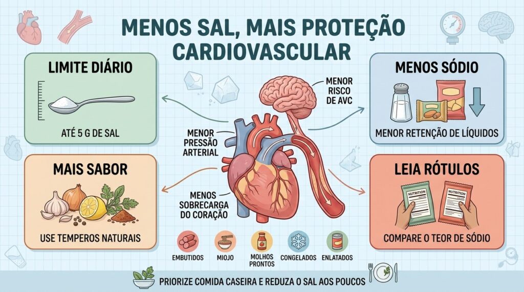 Menos sódio, temperos naturais e leitura de rótulos ajudam a prevenir AVC.