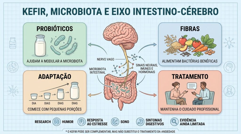Probióticos, fibras, adaptação gradual e tratamento profissional orientam o uso do kefir.