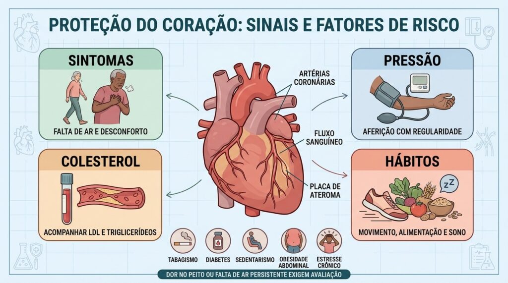 Sintomas, pressão, colesterol e hábitos ajudam a reduzir o risco cardiovascular.