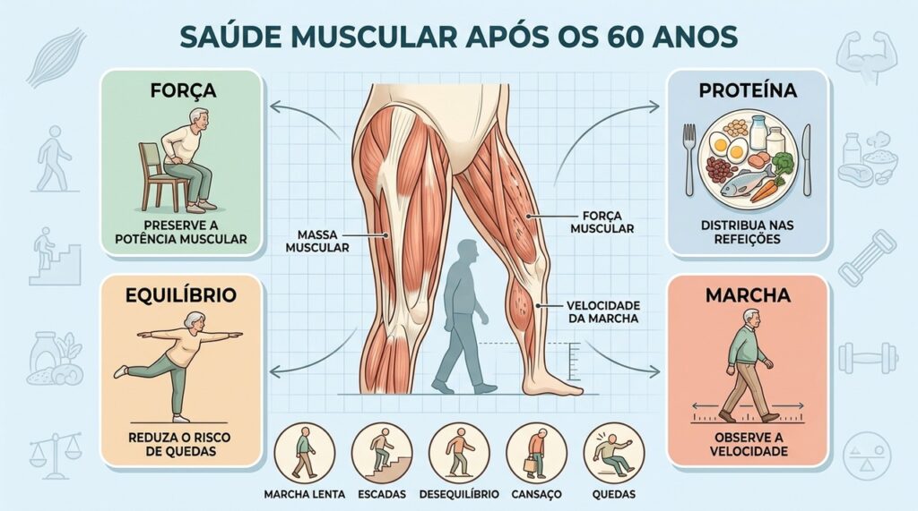Marcha lenta pode revelar sarcopenia antes de perdas importantes de autonomia.