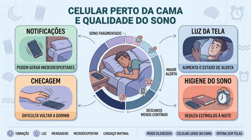 Luz, notificações e checagens noturnas podem interromper a continuidade do descanso.