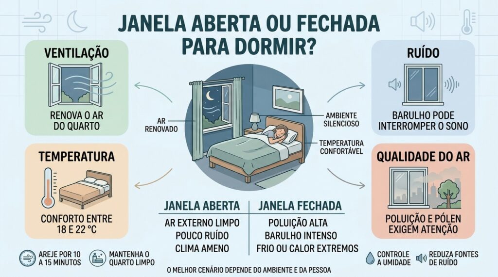 Ventilação, ruído, temperatura e qualidade do ar determinam a melhor escolha para dormir.