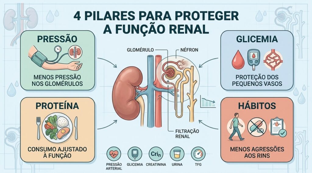 Pressão, glicemia, dieta e hábitos adequados ajudam a preservar a função renal.