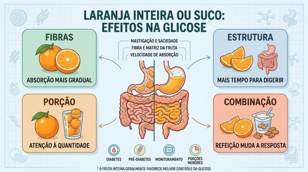 Fibras, estrutura, porção e combinação da refeição influenciam a resposta glicêmica.