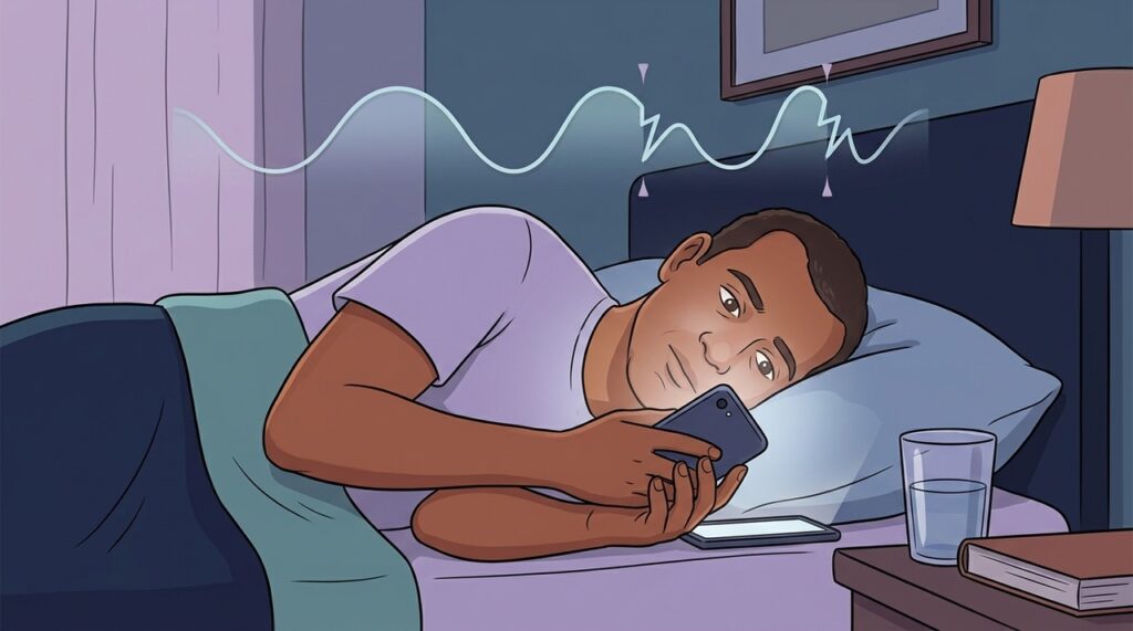 Checar o celular de madrugada pode dificultar o retorno ao sono profundo.