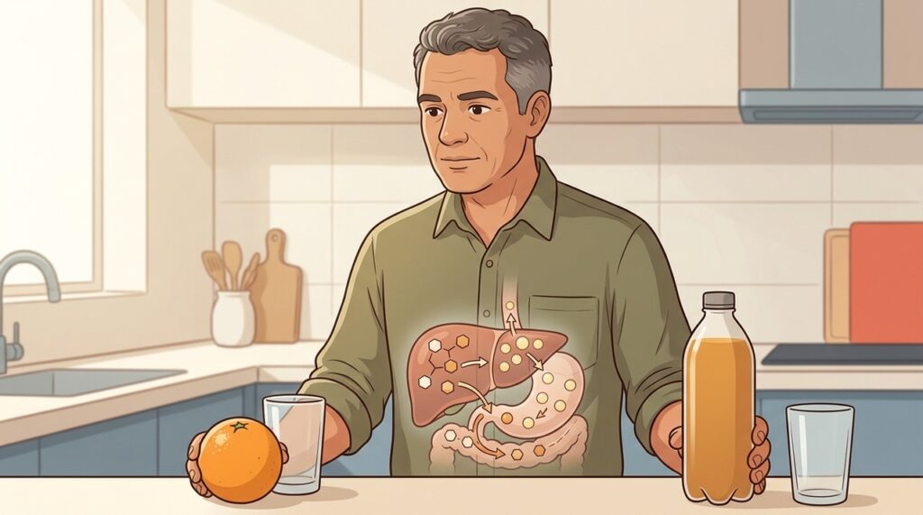 Frutose adicionada pode ser convertida em gordura diretamente pelo fígado.