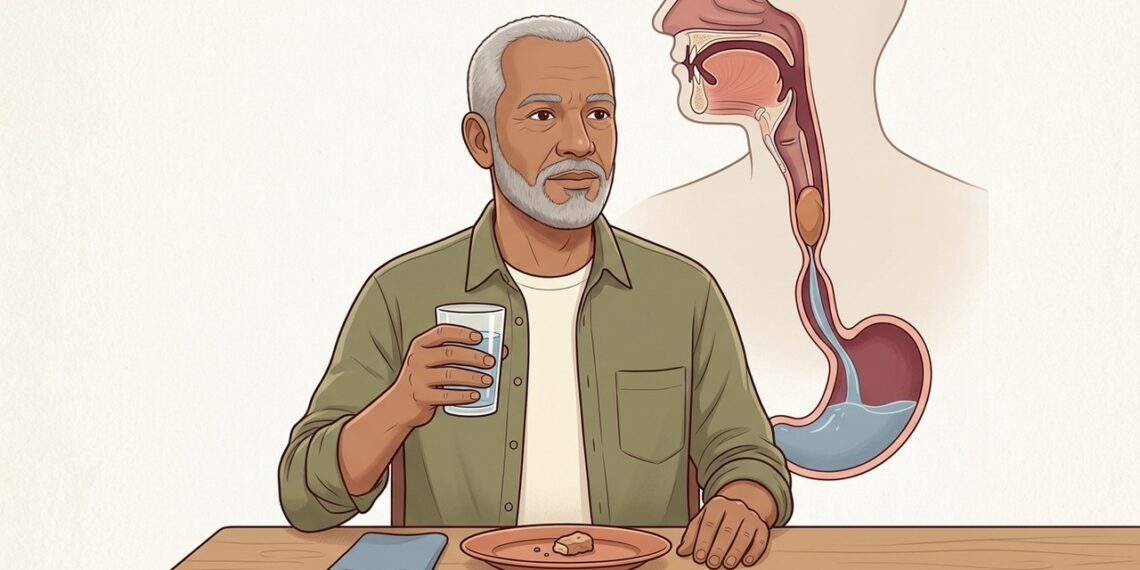 Engasgar mais com alimentos sólidos do que com líquidos pode ajudar a entender onde está a dificuldade para engolir