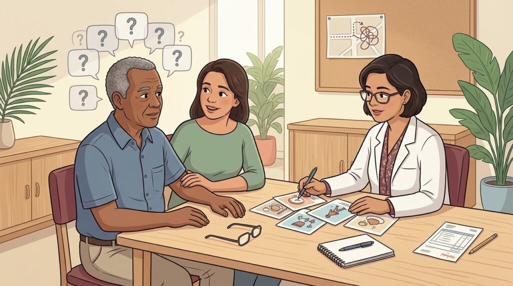 Repetição, desorientação e perda de autonomia merecem avaliação médica cuidadosa.