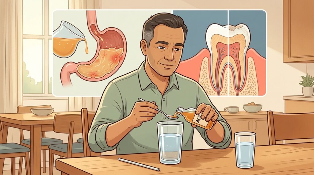 Diluição e menor contato com os dentes ajudam a reduzir os riscos do vinagre.
