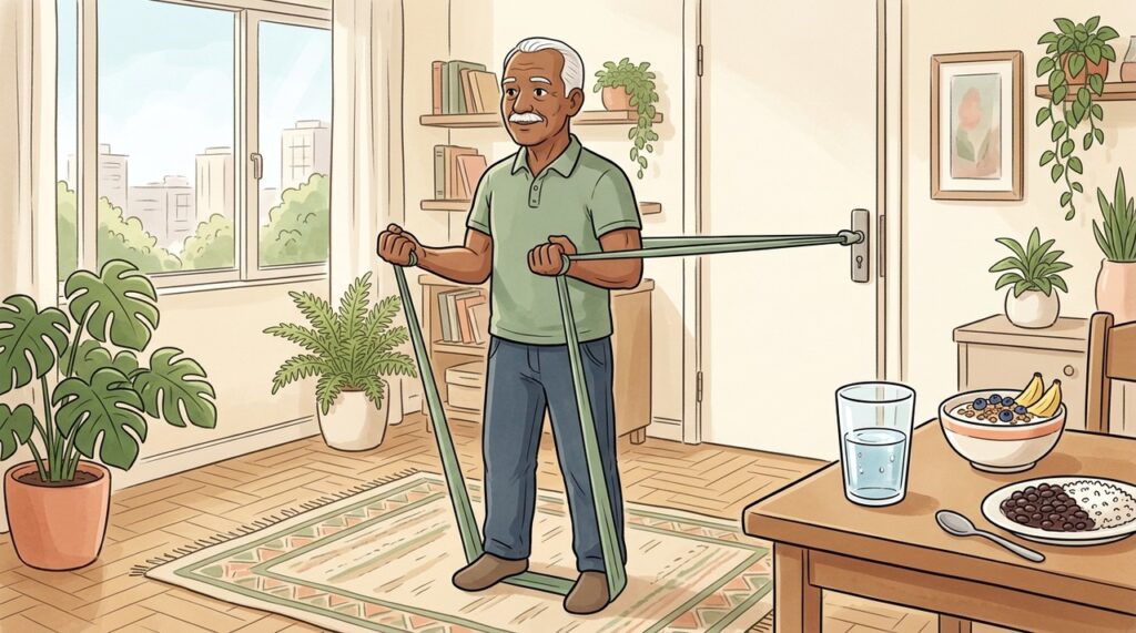Treino de força e proteína ajudam idosos a preservar músculos, equilíbrio e autonomia.