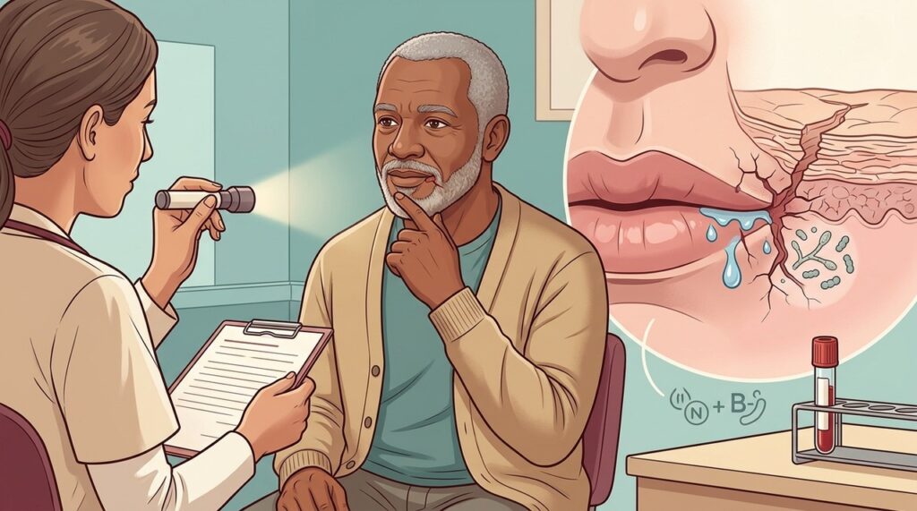 Saliva, infecção local e carências nutricionais podem favorecer fissuras que sempre retornam.