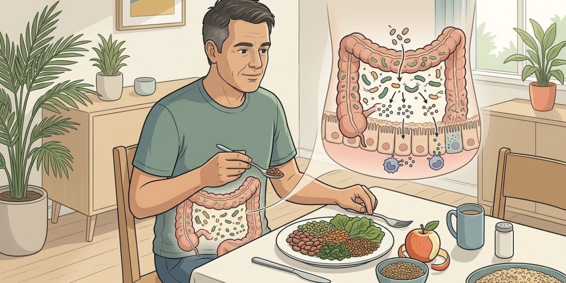 Como o consumo de fibras alimentares afeta o equilíbrio da flora intestinal e a imunidade do corpo