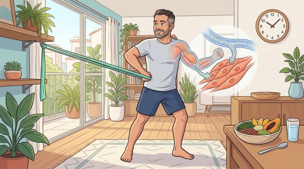Treino de força aumenta a massa muscular e favorece o controle da glicemia no dia a dia.