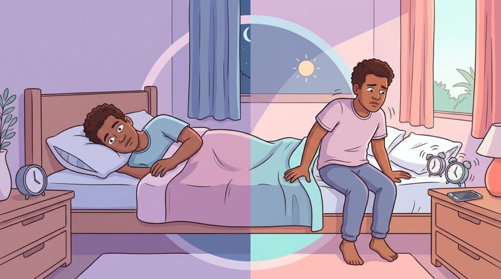 Dormir facilmente de madrugada e sofrer pela manhã pode indicar atraso de fase.