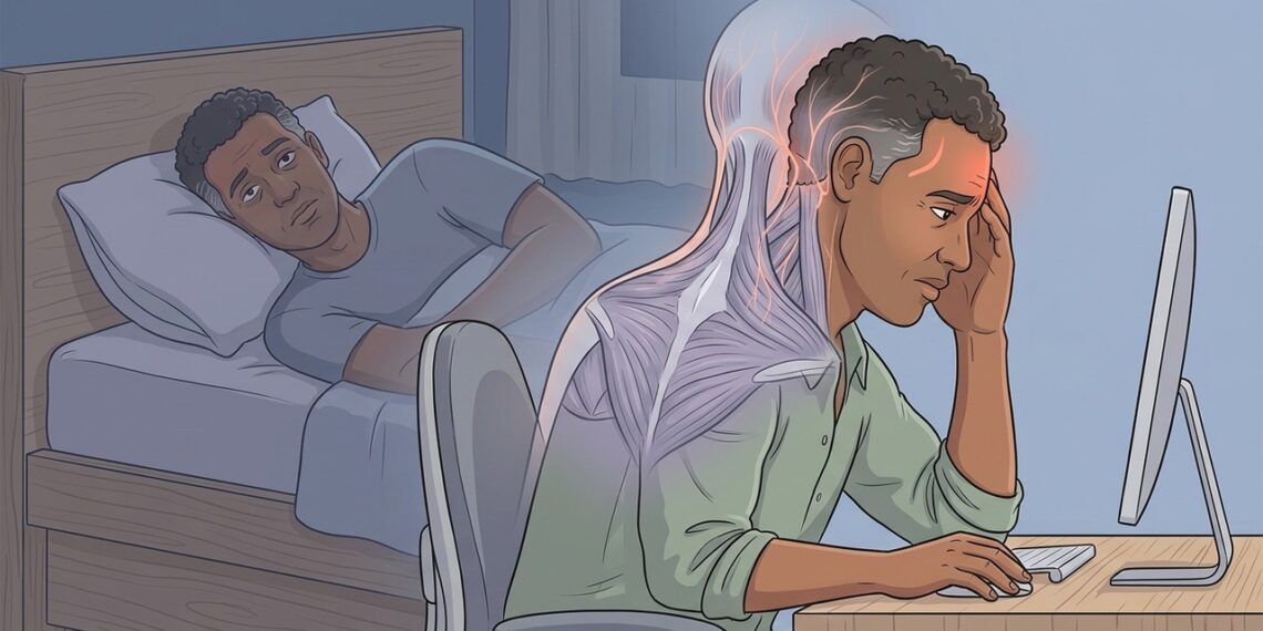 A dor de cabeça persistente não se deve apenas ao estresse do trabalho, mas sim, na maioria, à tensão muscular na região cervical e à privação de sono acumulada