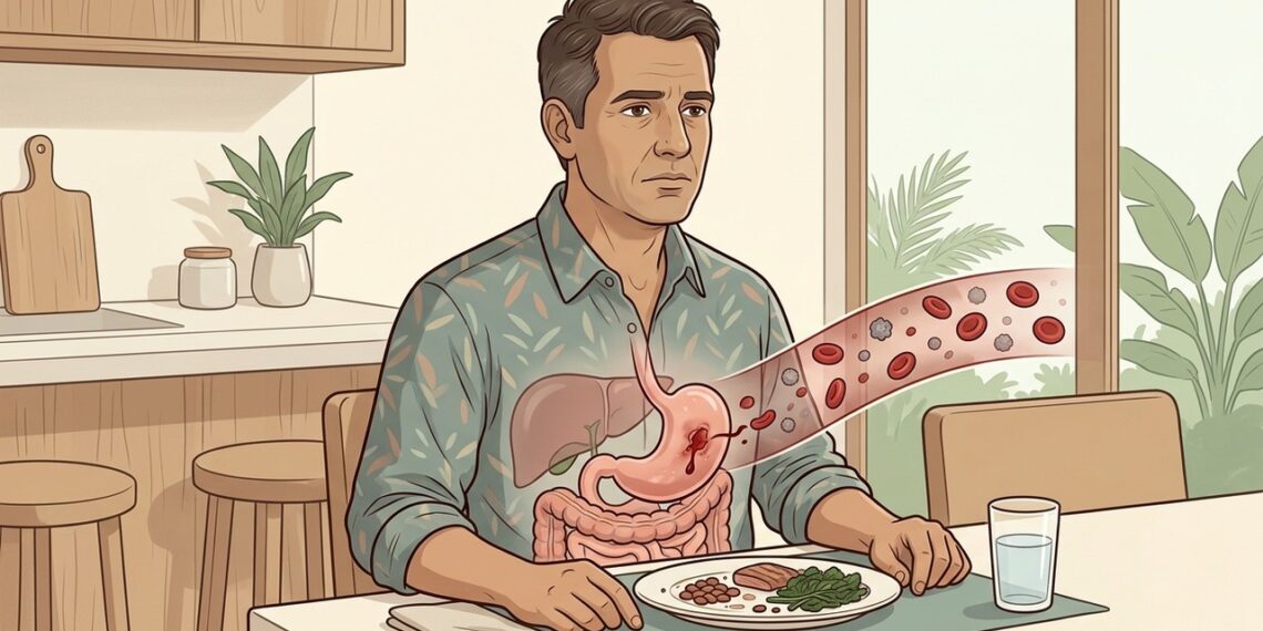 A falta de ferro no sangue não se explica só pela dieta sem carne, mas sim por perdas ocultas no aparelho digestivo, como úlceras silenciosas ou doença celíaca não diagnosticada
