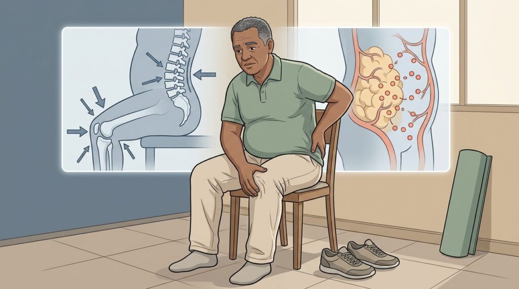 Dores articulares podem envolver sobrecarga mecânica e inflamação de baixo grau.