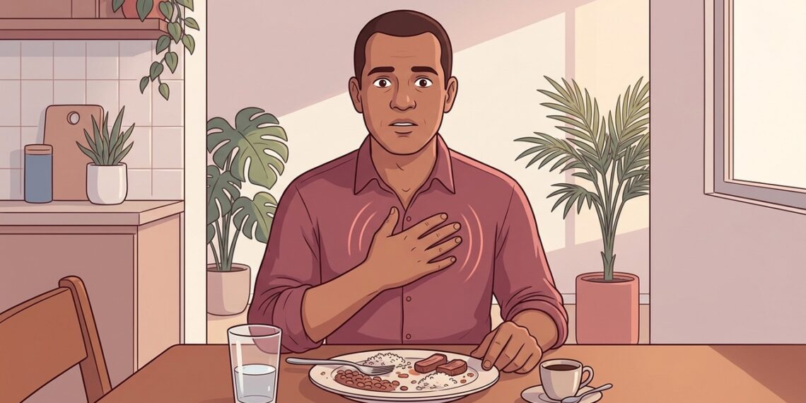Coração acelerado depois de comer nem sempre é ansiedade e o tipo de refeição pode ajudar a explicar