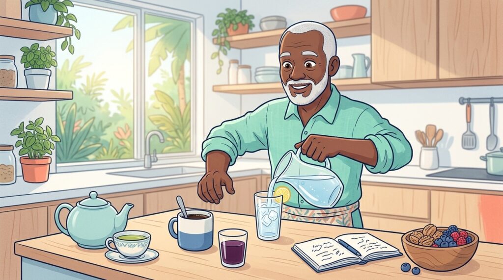 Hidratação e bebidas ricas em compostos bioativos podem apoiar atenção e memória durante o envelhecimento.