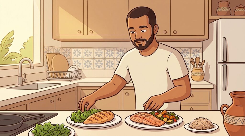 Alternar frango e peixe amplia nutrientes e ajuda a manter uma alimentação equilibrada.