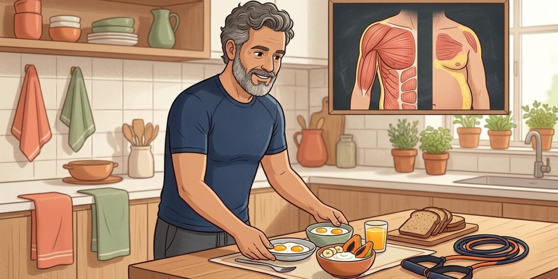 O ganho de peso na meia-idade não se deve apenas ao excesso de calorias, mas também à perda natural de massa muscular, que reduz o gasto energético em repouso