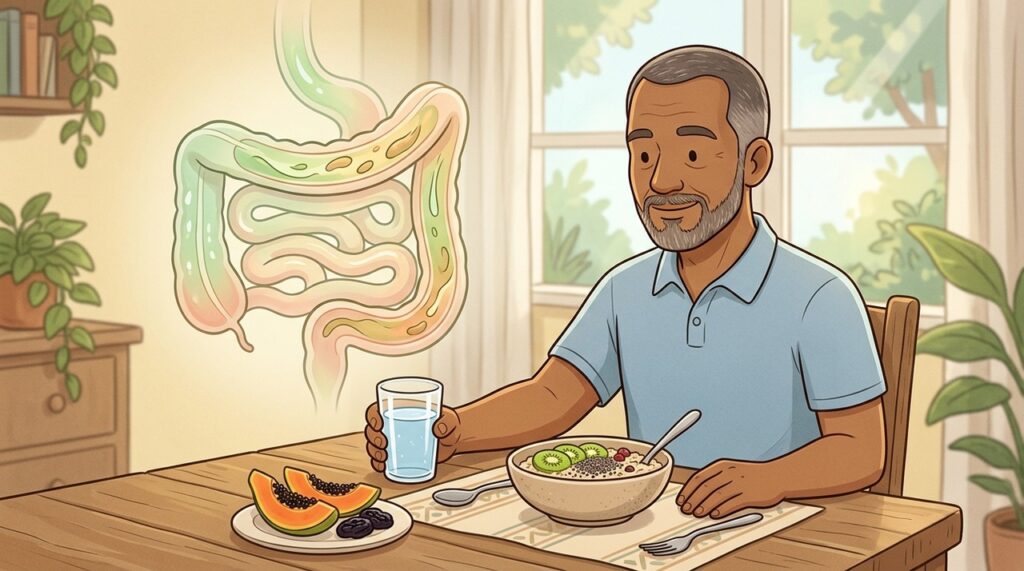 Fibras, água e sorbitol ajudam a amolecer as fezes e estimular o intestino.