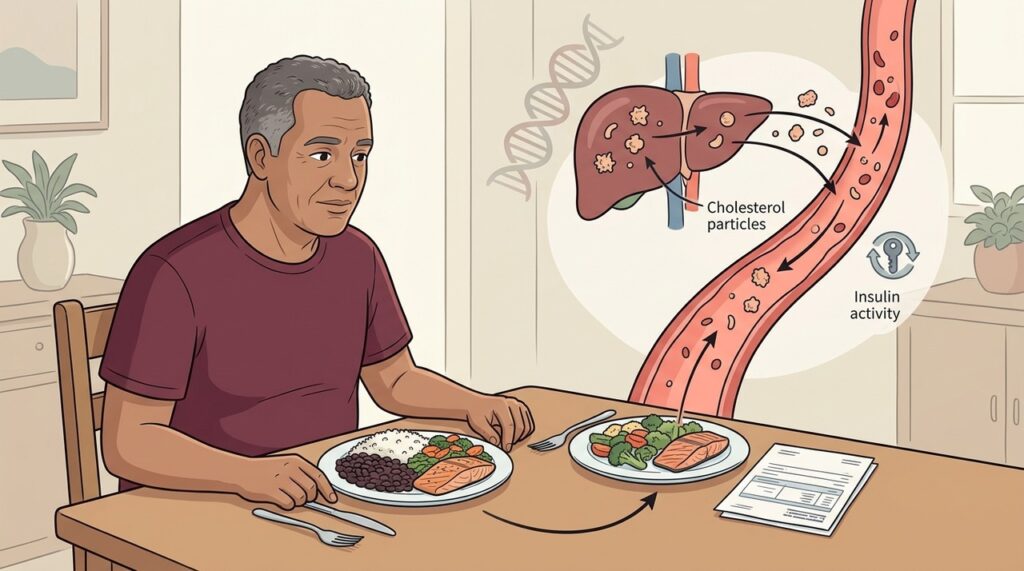 Colesterol alto também depende de genética, metabolismo e produção hepática.