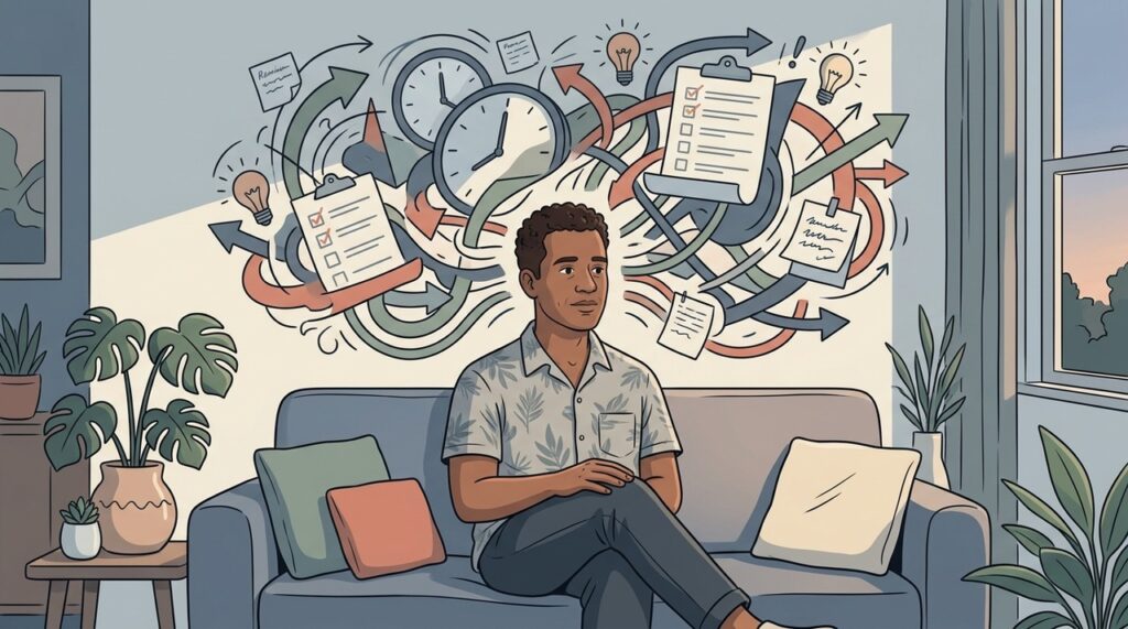 No TDAH, o corpo pode parar enquanto a mente continua em movimento.