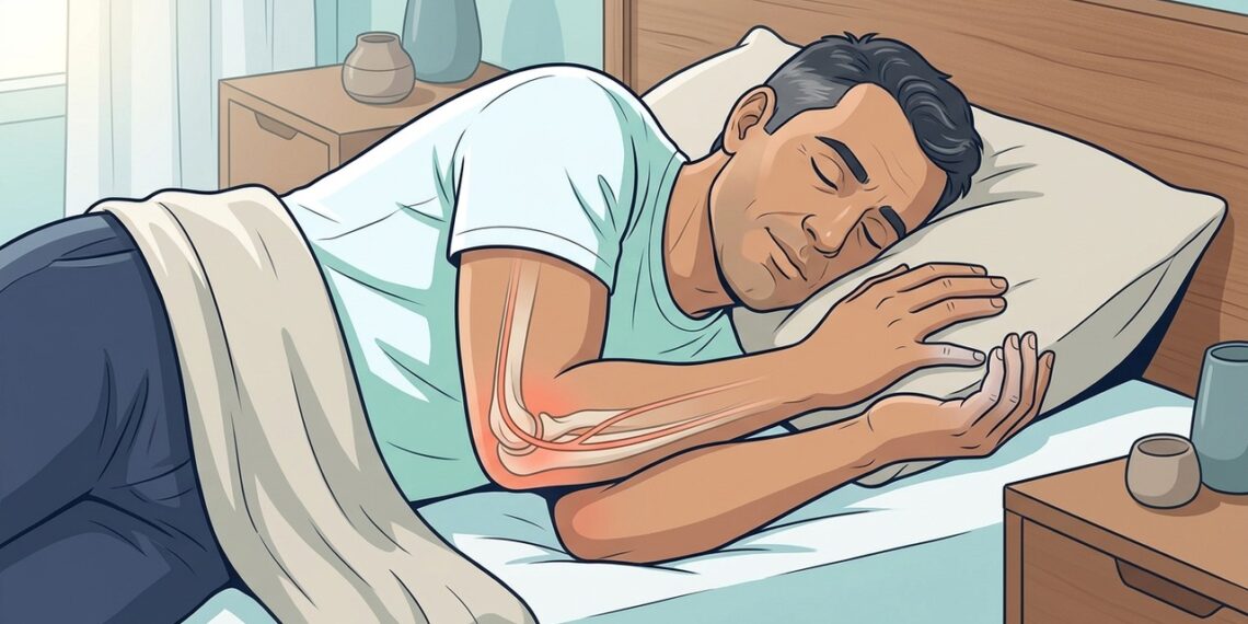 Dormir com o cotovelo dobrado por muitas horas pode comprimir o nervo ulnar e causar dormência ao acordar
