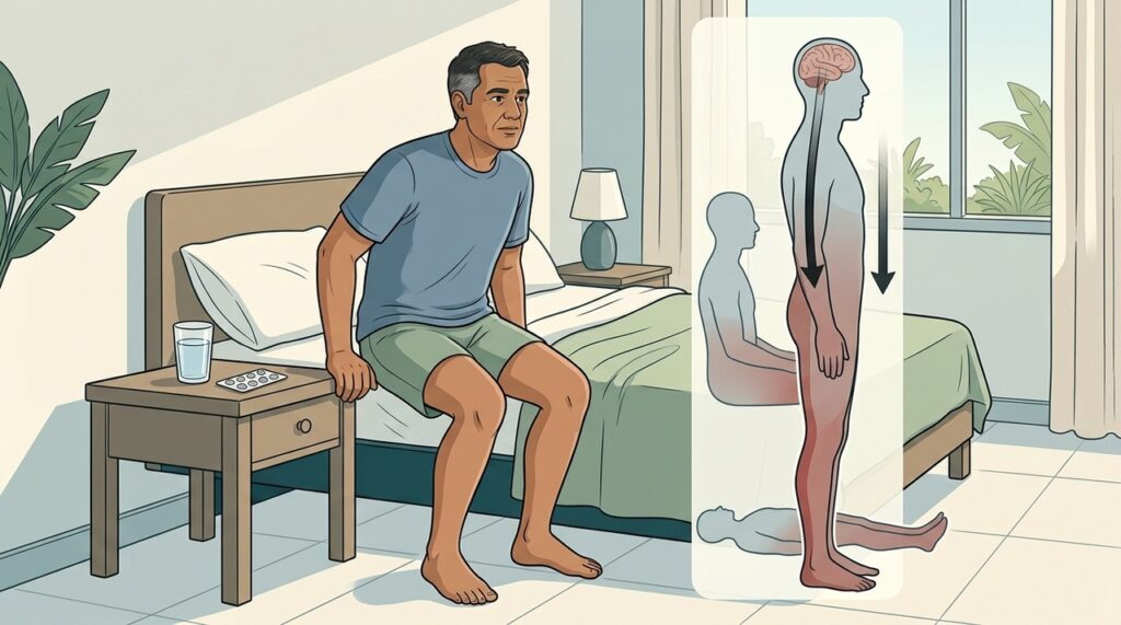 Levantar devagar ajuda o corpo a ajustar a circulação e reduzir tonturas.