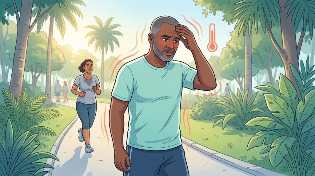 Quase não suar durante o calor também merece atenção, especialmente quando é persistente.