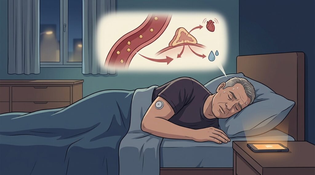 Quedas de glicose durante o sono podem provocar despertares e sintomas intensos.