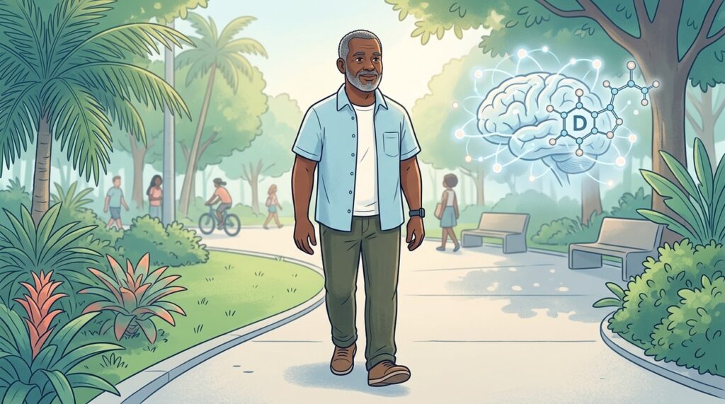 Sol, cérebro e vitamina D ilustram uma possível relação complementar com a depressão.