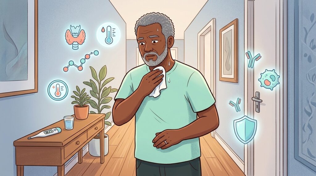 Sudorese excessiva persistente merece atenção quando surge sem calor, exercício e vem acompanhada de outros sintomas.