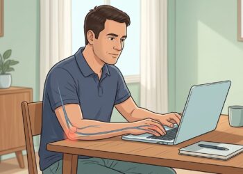 Apoiar o cotovelo na mesa por longos períodos é um hábito comum que pode contribuir para a irritação do nervo ulnar