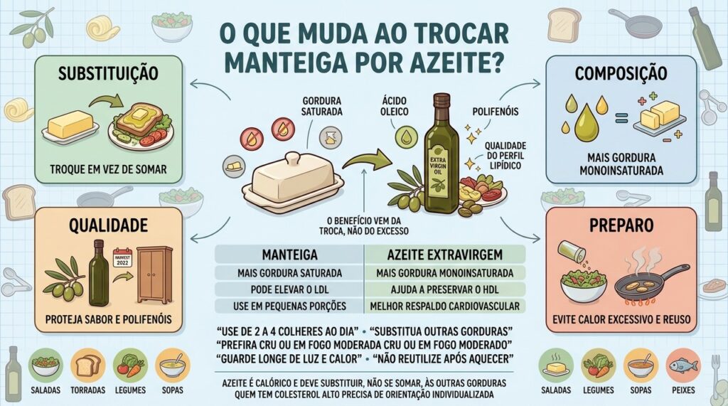 Substituição, composição, qualidade e preparo explicam os benefícios do azeite.