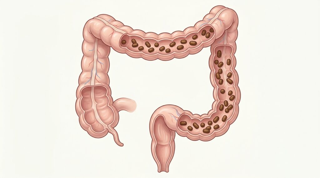 Fezes que permanecem mais tempo no intestino podem perder água e ficar duras e ressecadas.