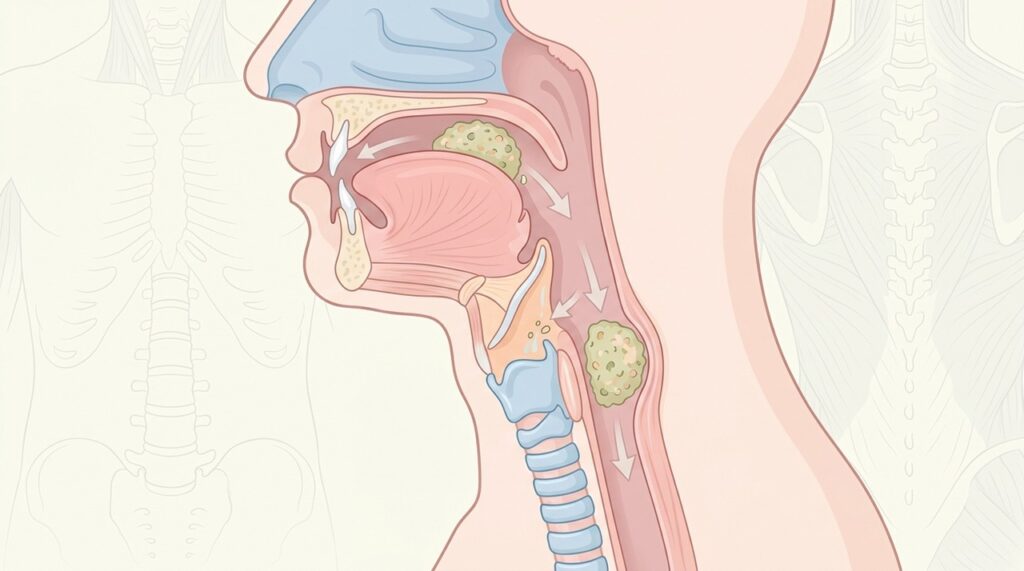 Alterações na deglutição podem permitir que líquidos ou alimentos se aproximem das vias respiratórias e provoquem tosse.