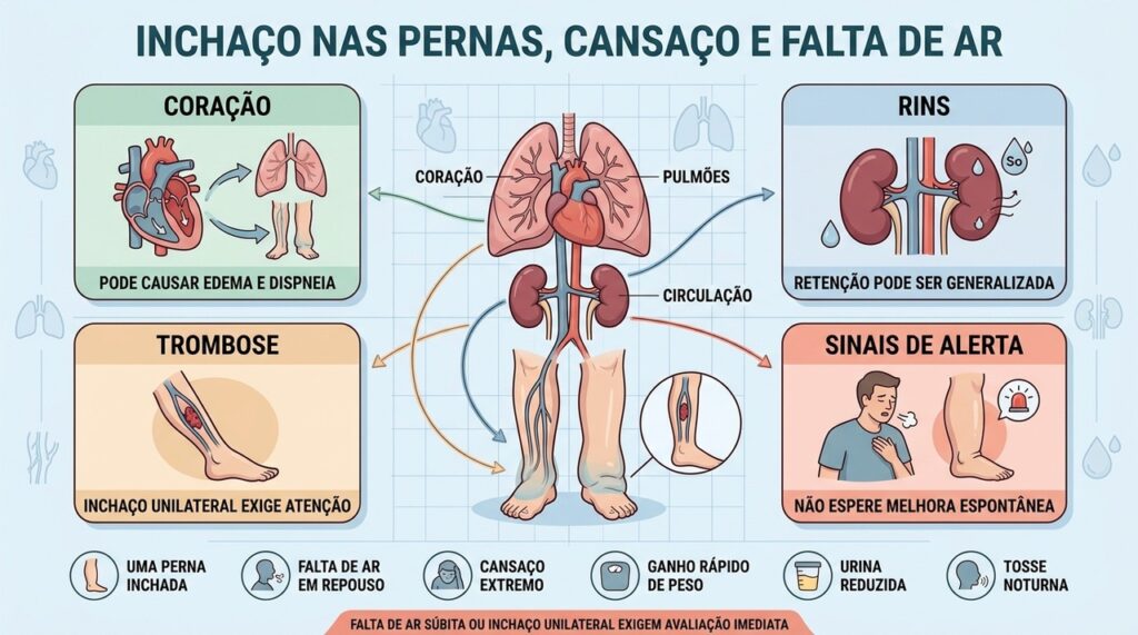 Coração, rins e trombose estão entre as causas importantes do edema com dispneia.