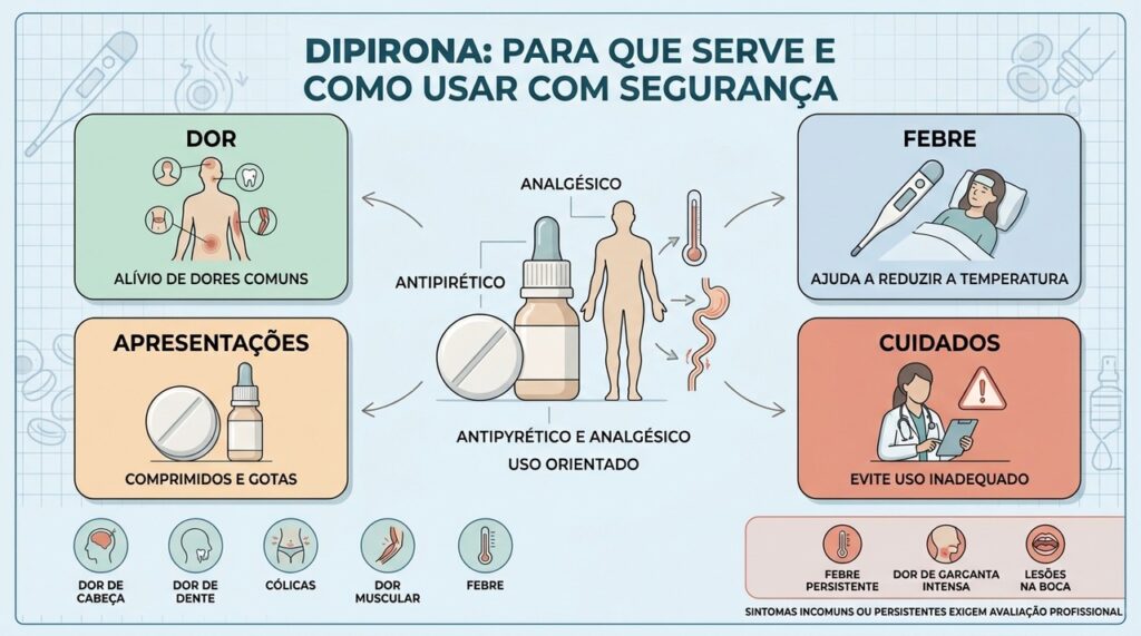 Dor, febre, apresentações e sinais de alerta orientam o uso responsável.