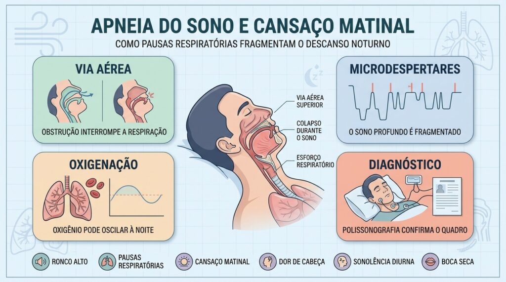 Obstrução, microdespertares, oxigenação e diagnóstico explicam o cansaço causado pela apneia.