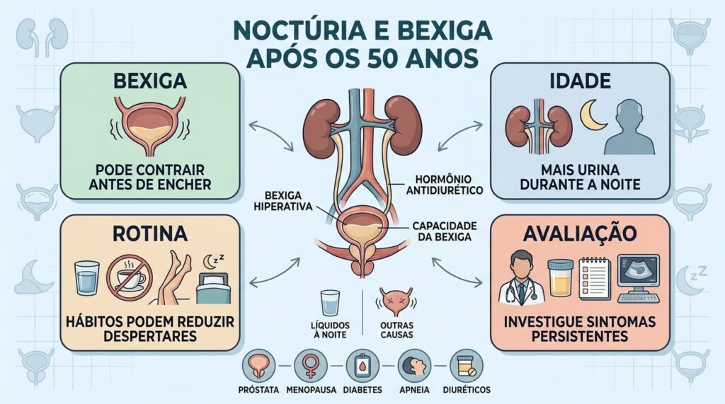 Bexiga, idade, rotina e condições clínicas influenciam os despertares para urinar.