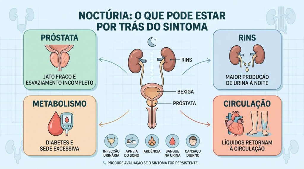 Próstata, rins, metabolismo e circulação estão entre as principais causas da noctúria.