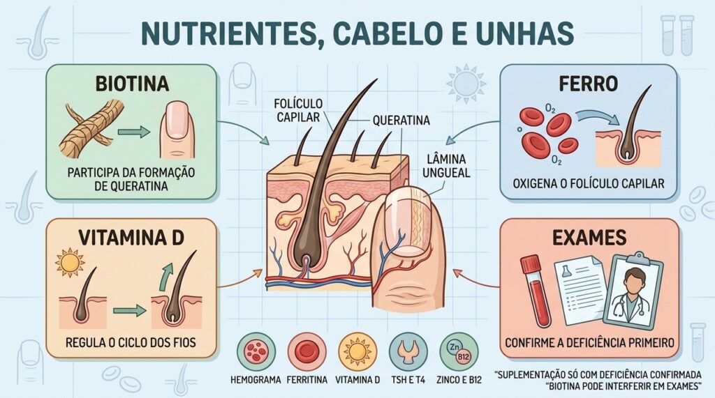 Qual a melhor vitamina para combater a queda de cabelo e o enfraquecimento das unhas?