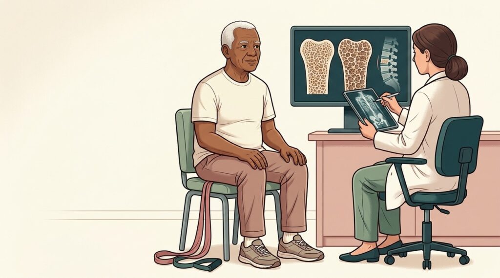 A densitometria pode detectar perda óssea antes da primeira fratura por fragilidade.