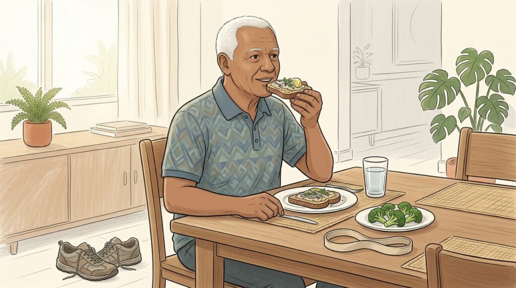 Sardinha, vegetais e atividade física ajudam a preservar ossos e autonomia.
