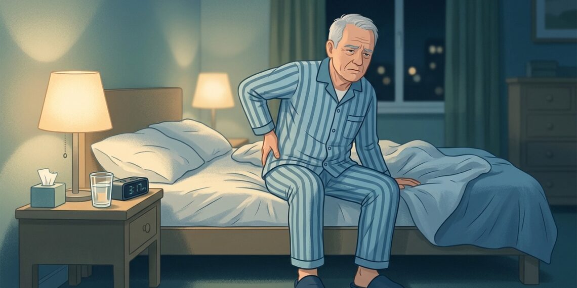 Acordar várias vezes à noite para urinar pode ser um sinal de próstata aumentada.